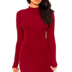 Victoria Secret red ribbed cotton bodycon dress